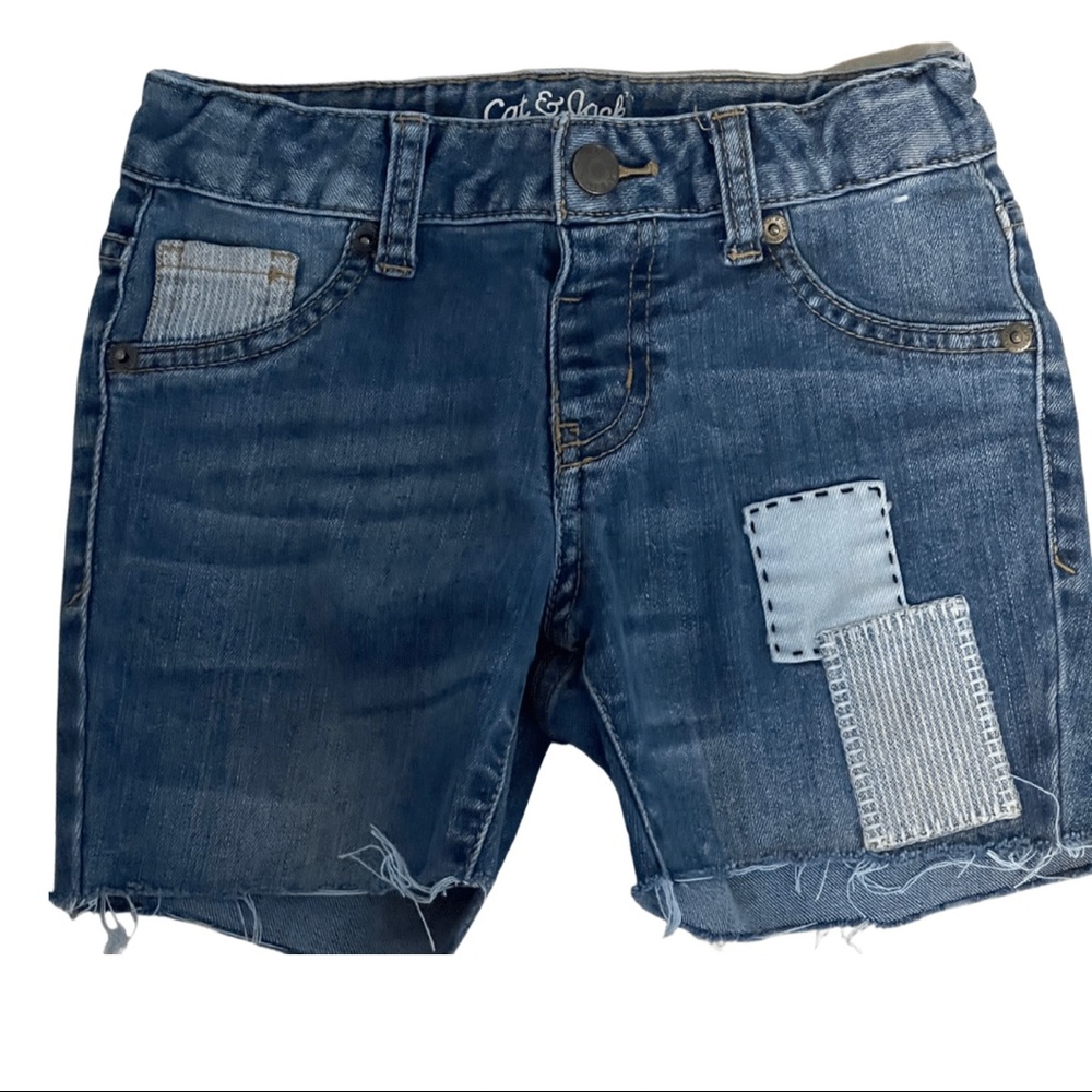 Cat & Jack Raw Edge Patchwork Jean Shorts | Size 7